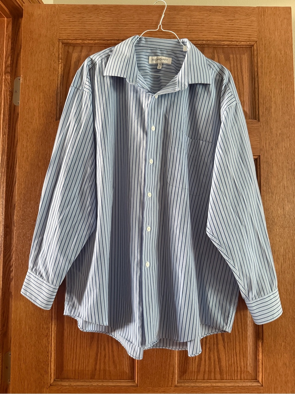 Yves Saint Laurent Blue and White Striped Men’s Dress Shirt